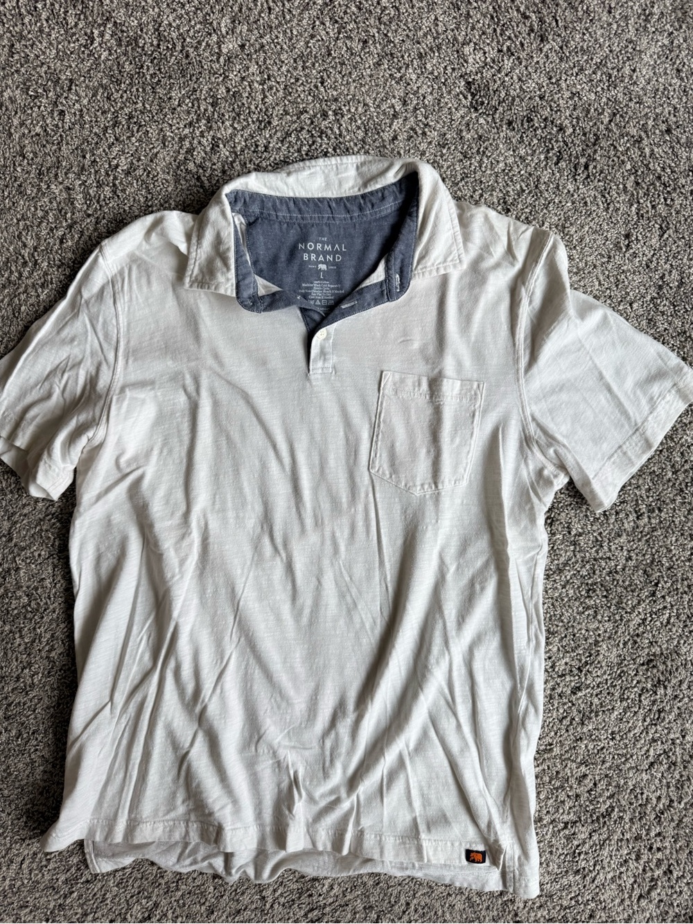 The Normal Brand White Polo with Navy Contrast Collar